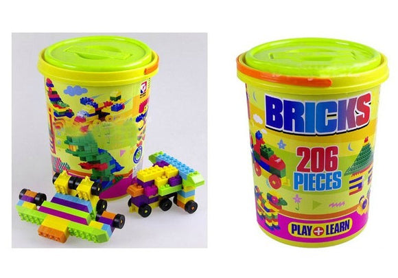 206 Pieces Lego Bricks  Bucket Early Educational Plastic Building Blocks for Kids
