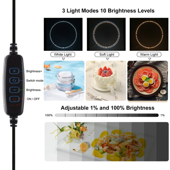 PULUZ PU5041 40cm Folding Portable Ring Light USB Photo Lighting Studio Shooting Tent Box with 6 x Dual-side Color Backdrops