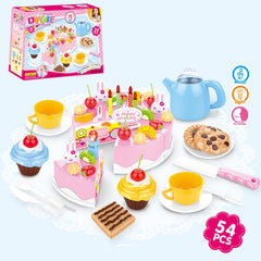 54Pcs Simulation DIY Cutting Birthday Cake Combo Toy Playset for Playing House Game Decoration Kid Gift