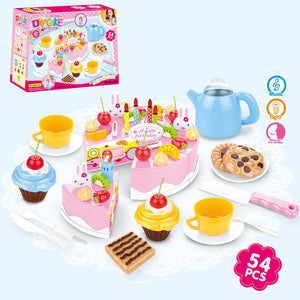 54Pcs Simulation DIY Cutting Birthday Cake Combo Toy Playset for Playing House Game Decoration Kid Gift