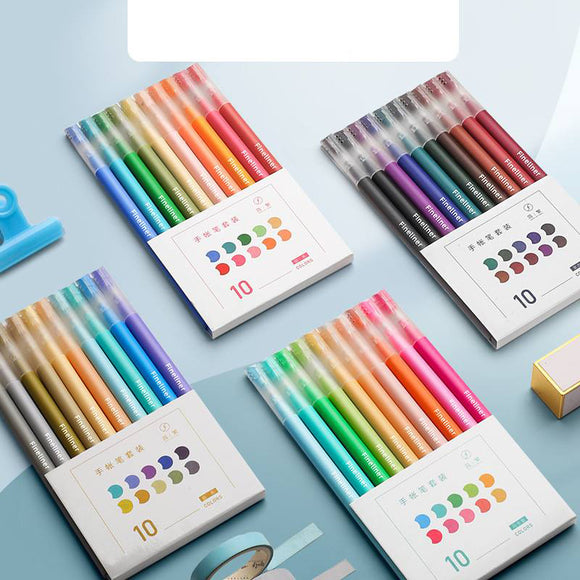 10 Pieces Fineliner Tip Colored Pens Writing Drawing Marker Pens Set for Bullet Journal Planner Note Calendar Coloring Art Projects