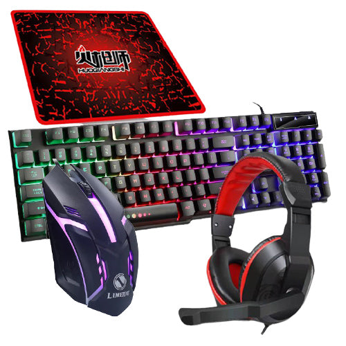 4 in 1 Combo 104-Keys Gaming Keyboard set Rainbow Backlight with Mouse, Headphone and Mouse Pad