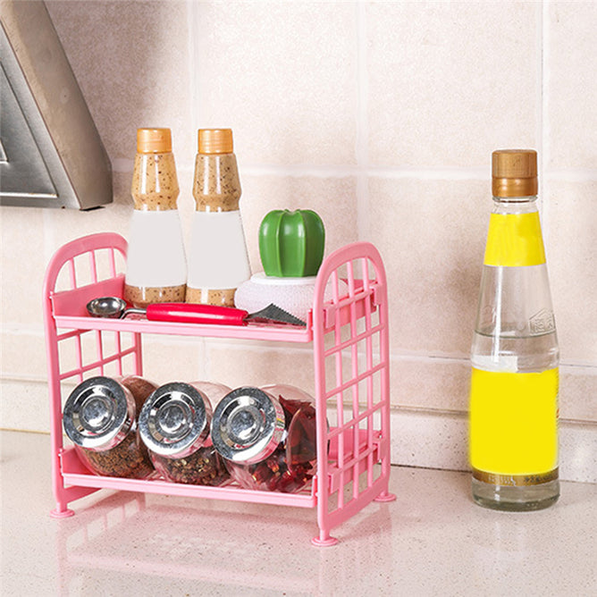 Double Layer Organizer Storage Rack Hollow Shelf Plastic Cosmetics 2 Tier Shelf Holder