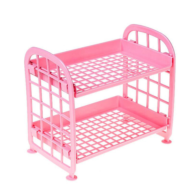 Double Layer Organizer Storage Rack Hollow Shelf Plastic Cosmetics 2 Tier Shelf Holder