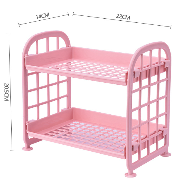 Double Layer Organizer Storage Rack Hollow Shelf Plastic Cosmetics 2 Tier Shelf Holder