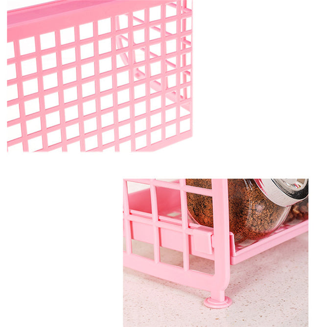 Double Layer Organizer Storage Rack Hollow Shelf Plastic Cosmetics 2 Tier Shelf Holder