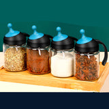 300ML Spice Bottle Salt Pepper Jar Seasoning Jar Moisture-Proof Lid Spoon Seasoning Container Kitchen