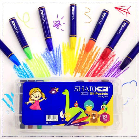 12/24 Pieces Shark Hexagonal Oil Pastels Stationery Color gifts for Kids