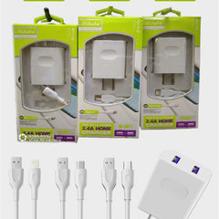 Alibaba Ali-6011 Fast Charger 18W 2.4A Dual USB Port Charger with100cm Data Cable IOS/Micro & Type-C