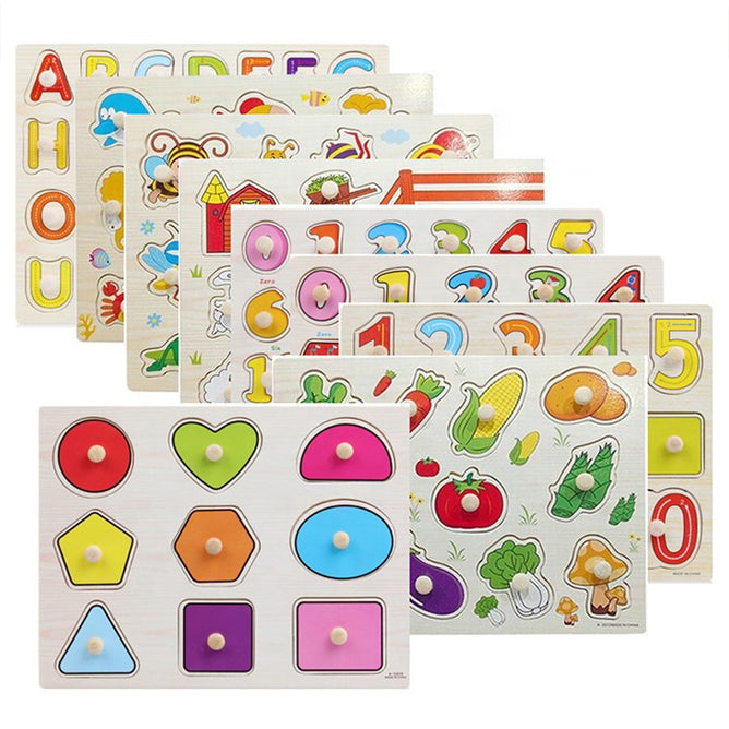 Early Educational Wooden Cognition Board Toys Baby Hand Grasp Digital Jigsaw Puzzles best gifts for Kids