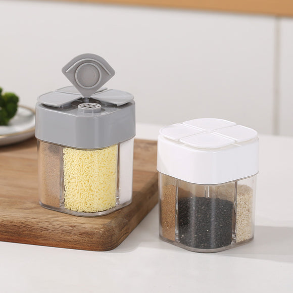 4 in 1 Kitchen Seasoning Dispenser Fashion Plastic Four Grids Spice Storage Container Multi use Condiment Box