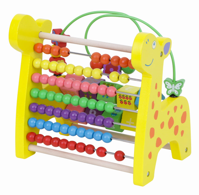 Early Educational Giraffe Wooden String Beads Abacus Calculation  Mini wire maze Rack Kids enlighten toy