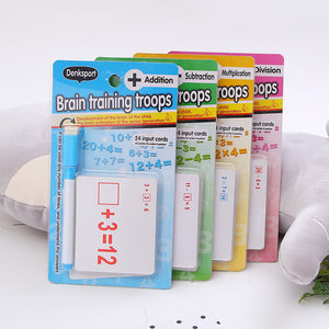 Mathematics Learning Flash Cards 1set Kids Reusable Mathematics Teach Card Erasable Pen Educational Toy