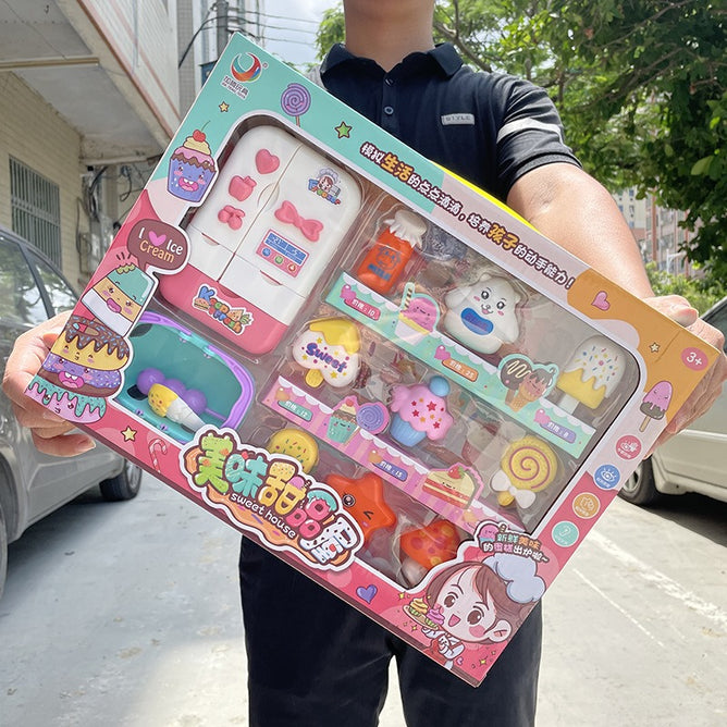 Pretend Play Set Simulated Sweet House Kitchen toy Refrigerator with Washing Basin toy Best gift for Kids