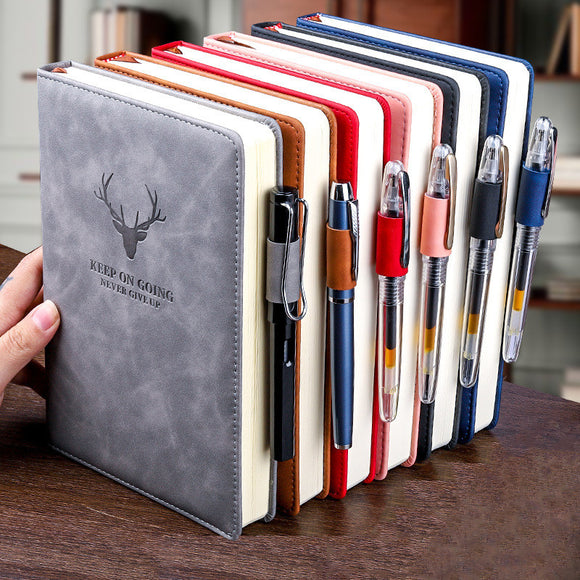 208 Pages A5 notebook super thick thick Notepad soft leather simple college students' diary business work conference