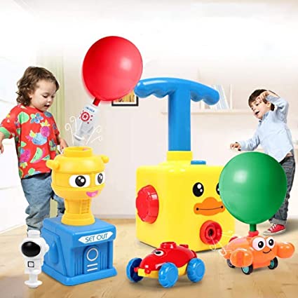 Childrens Creative Aerodynamic Powered Pumping Car Launcher Set Air Balloon with Launch Pad Toys best Gift for Kids