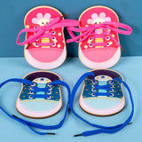 Early Learning Wooden Children Wear Shoelaces Kindergarten Baby Hands-on Threading Board toys best gift