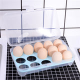 Portable 15 Holes Plastic Egg Refrigerator Fresh Box Rack Kitchen Egg Tray Container With Lid