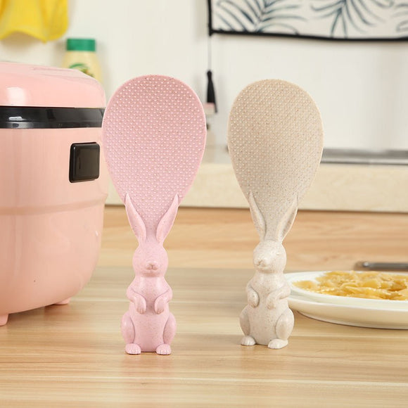 Creative Wheat Paddle Rice Spoon Cute Rabbit non-stick Bunny Shape Standable Rice Spoon