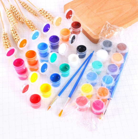 Acrylic Paint 3ml with 2 Paint Brush and 12 Colors Set for Canvas Painting