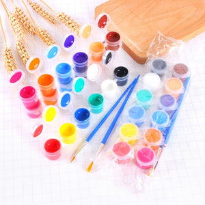 Acrylic Paint 3ml with 2 Paint Brush and 12 Colors Set for Canvas Painting