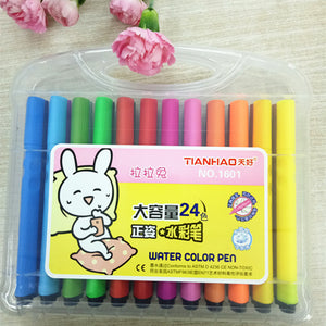 24 Colors WaterColor Pen Triangle Washable Color Pen Set Fiber Tip best gift for Children's
