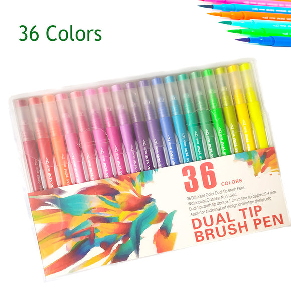 Dual Tip Brush Pens Set 0.4mm Fine Tip Marker & Brush Highlighter Pen Color Art Drawing Pens for Kids & Adult Artist