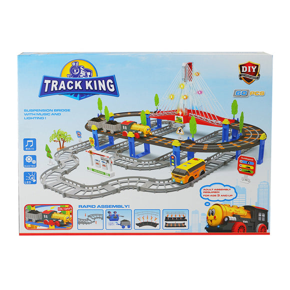 Big Bridge Racing 60 Pieces Double Track Set with 2 Battery Operated Car Toys best gift for Kids