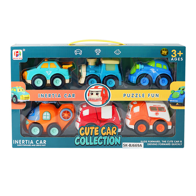 Friction Power Vehicle Playset Cute Car Collection Set of 6 Toys best gift for Kids