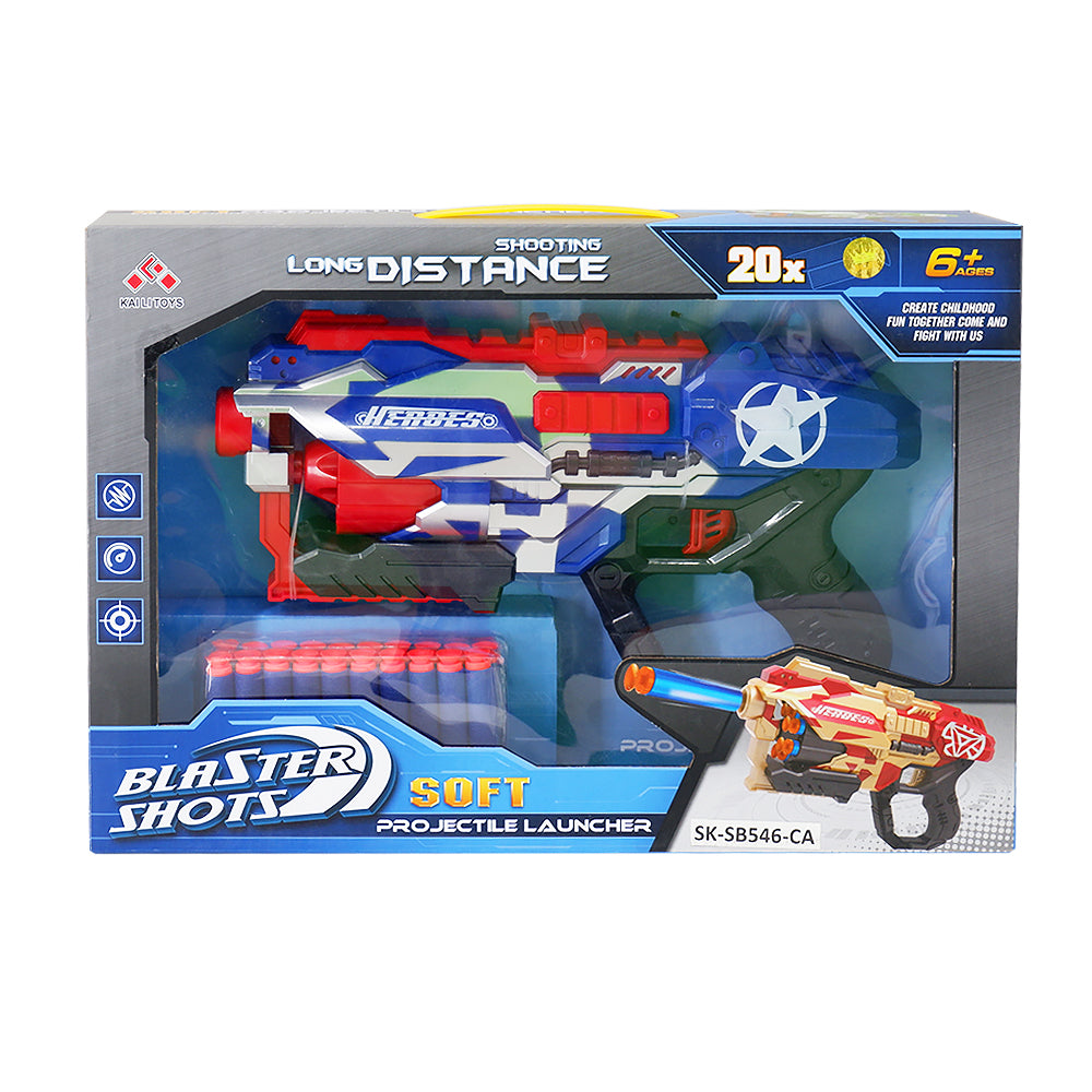 Soft Projectile Air Blaster Toy Gun with 20 Suction Foam Darts