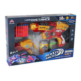 2 in 1 Long Distance Elite Blaster Shots Toy Guns for Kids with 12 Soft Foam Dart and Target