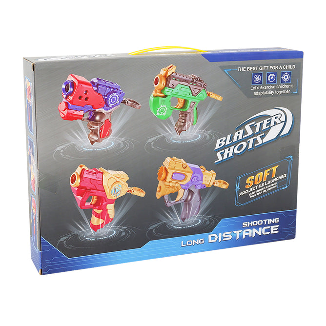 4 in 1 Long Distance Blaster Shots Toy Guns for Kids with 12 Soft Foam Dart and Target Toys for Kids