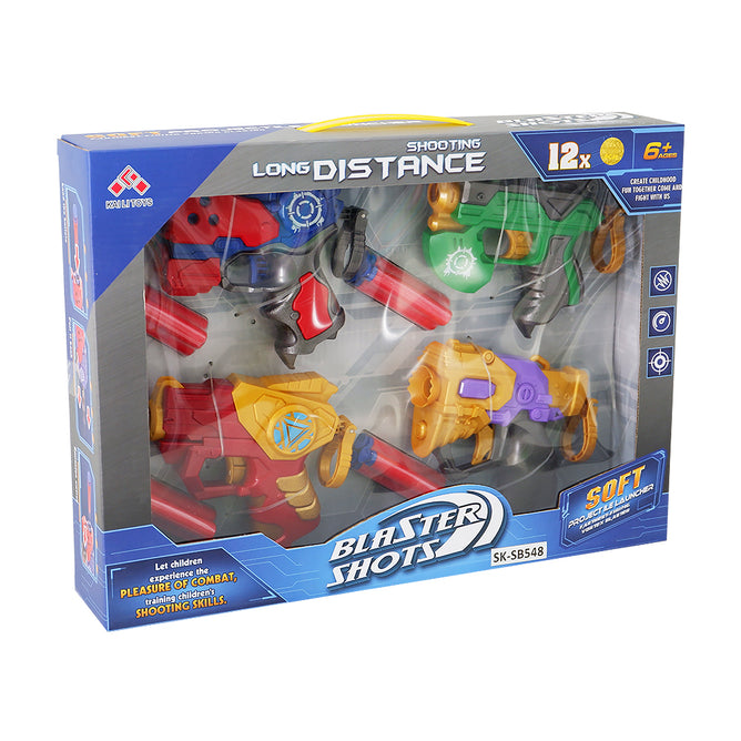 4 in 1 Long Distance Blaster Shots Toy Guns for Kids with 12 Soft Foam Dart and Target Toys for Kids