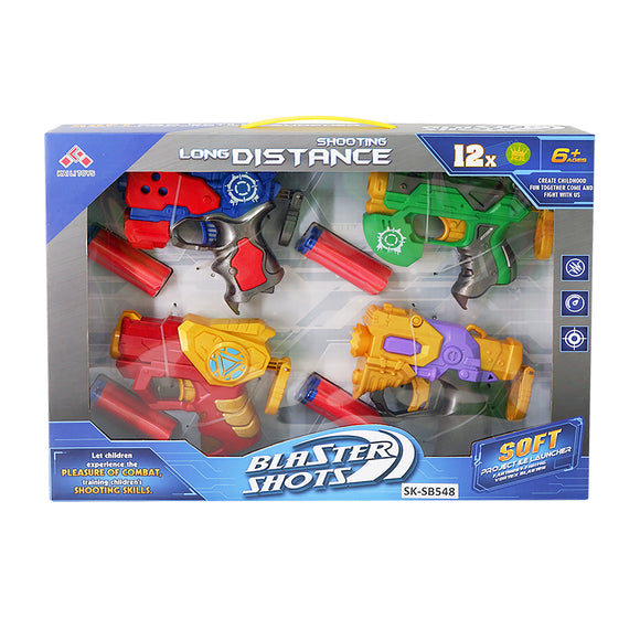 4 in 1 Long Distance Blaster Shots Toy Guns for Kids with 12 Soft Foam Dart and Target Toys for Kids