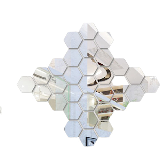 7*8cm Hexagon Acrylic Wall Mirror Stickers Background Wall Living Room Wall Stickers 3D Home Decoration