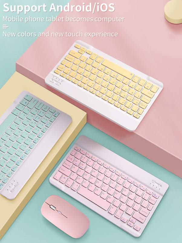 Wireless Rechargeable Mini Bluetooth Slim Keyboard with Mouse Kit Set