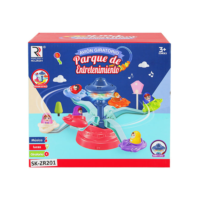 Battery Operated Amusement Park and Carousel Playset with Lights and Sound Toys for Kids