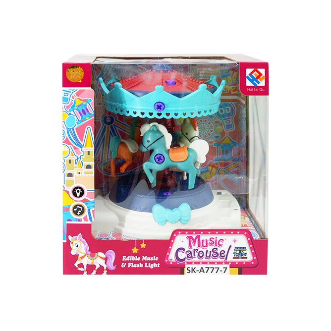 Battery Operated Amusement Park and Carousel Playset with Lights and Sound Toys for Kids