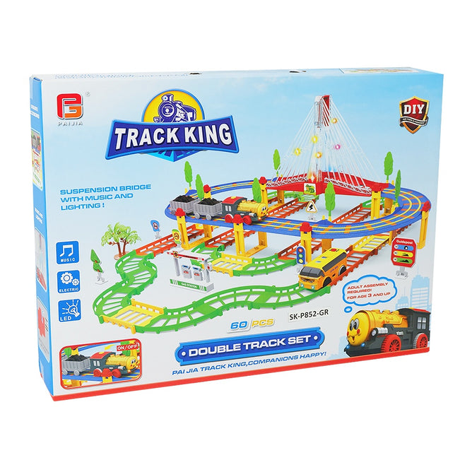 Big Bridge Racing 60 Pieces Double Track Set with 2 Battery Operated Car Toys best gift for Kids