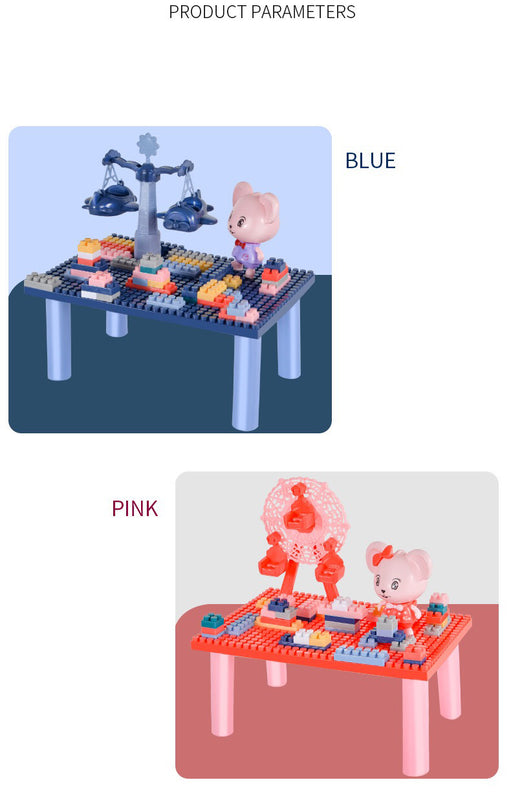 Pretend Toys Playset Blocks Assembled Puzzle Toys with mini Table for Kids