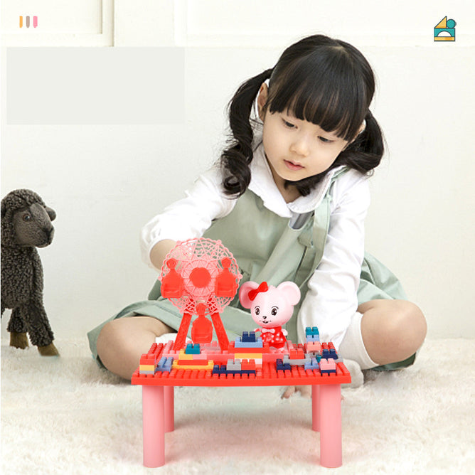 Pretend Toys Playset Blocks Assembled Puzzle Toys with mini Table for Kids