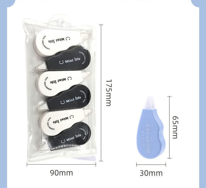 6 Pieces Mini Correction Tape White and Black Color School and Office Supplies