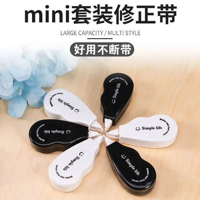 6 Pieces Mini Correction Tape White and Black Color School and Office Supplies
