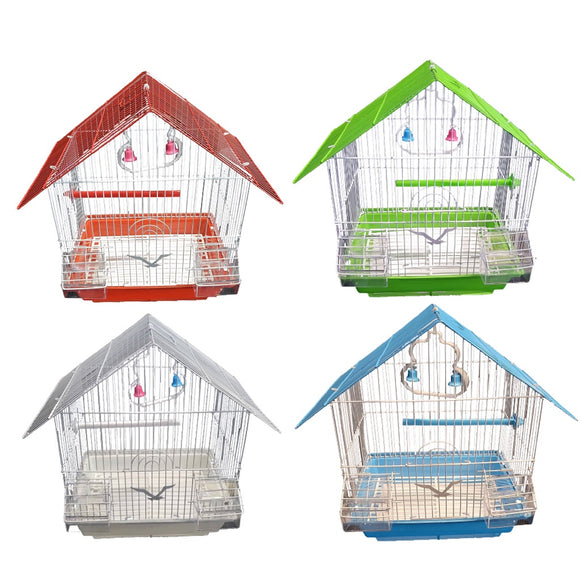 Collapsible Colored Bird Cage with Complete Accessories of Perch, Swing & Feeder