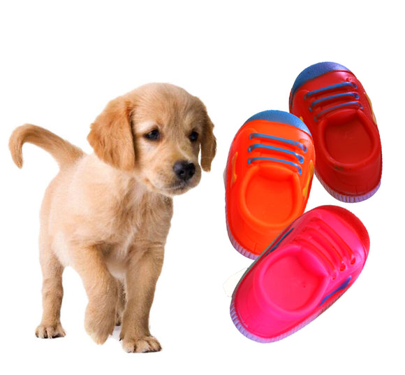 Puppy Shoe Shape Interactive Funny Dog Teething with Sound Squeaky Pet Toys