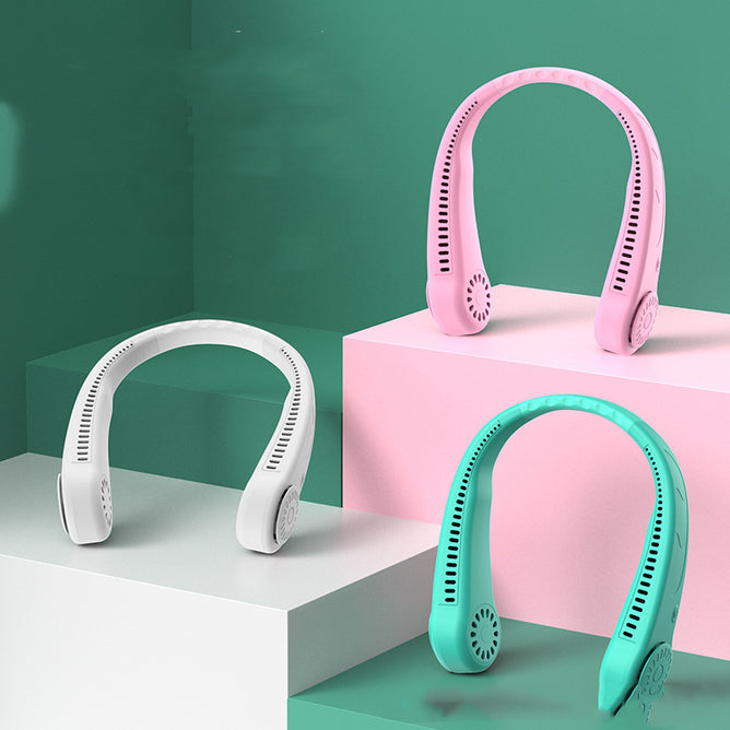 Rechargeable Portable Bladeless Neck Hanging Fan Built in 4000 mAh Battery Air Cooling Fan