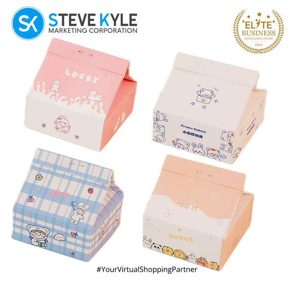 Creative Removable Cute Milk Carton Box Sticky Note Set for Home Office & School