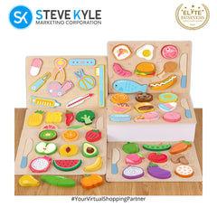 Pretend Play Wooden Cutting Food & Vegetables Puzzle Kitchen toys for Kids Educational Toys