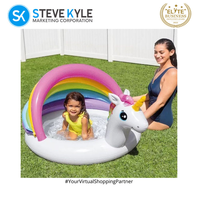 Intex 57113 50 Inch Unicorn Design Outdoor Baby Swimming Pool