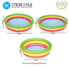 Bestway Colorful 3 Air Ring Inflatable Pool for Outdoor Kiddie Swimming Pool